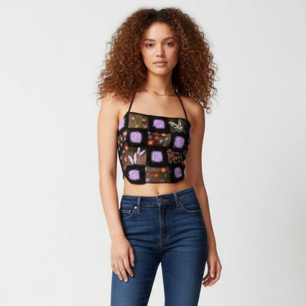 Urban Outfitters Casba Strappy Crochet Halter Top - Small